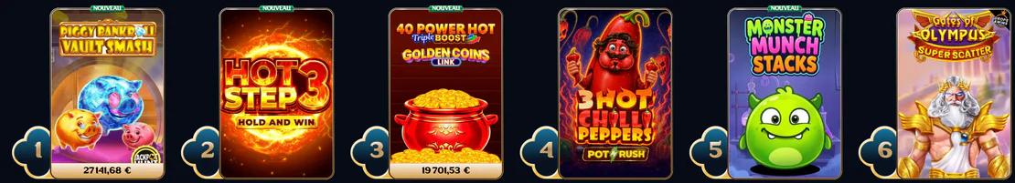 Millioner Casino classement des machines à sous avec Piggy Bank Vault Smash, Hot Step 3 et Gates of Olympus